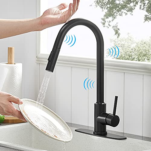 Touch Kitchen Faucet Sprayer Sink Smart Faucet with Pull Down Activated Black Faucet