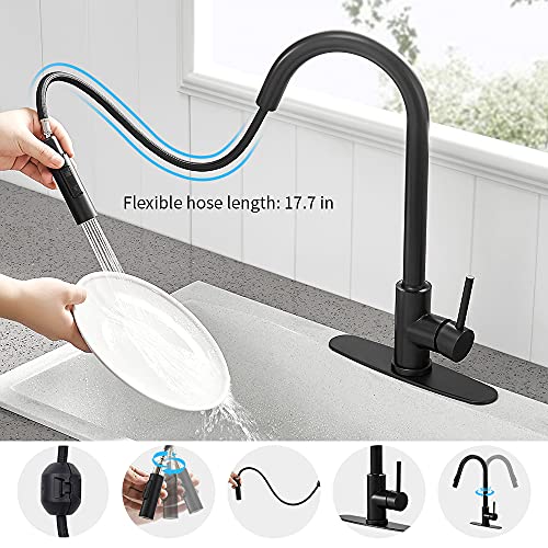 Touch Kitchen Faucet Sprayer Sink Smart Faucet with Pull Down Activated Black Faucet