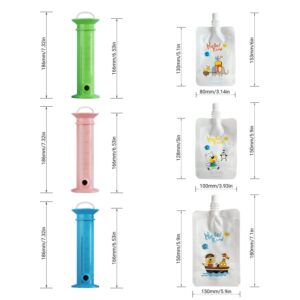 Fruit Puree Filler, Portable Food Pouch Filler Fruit Squeeze Puree Filler Vegetable Puree Maker Fruit Juice Food Maker with 12pcs Reusable Food Pouches for Kids Indoor and Outdoor Usage (Green)