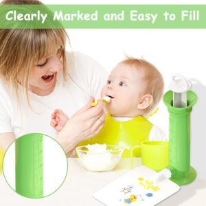 Fruit Puree Filler, Portable Food Pouch Filler Fruit Squeeze Puree Filler Vegetable Puree Maker Fruit Juice Food Maker with 12pcs Reusable Food Pouches for Kids Indoor and Outdoor Usage (Green)