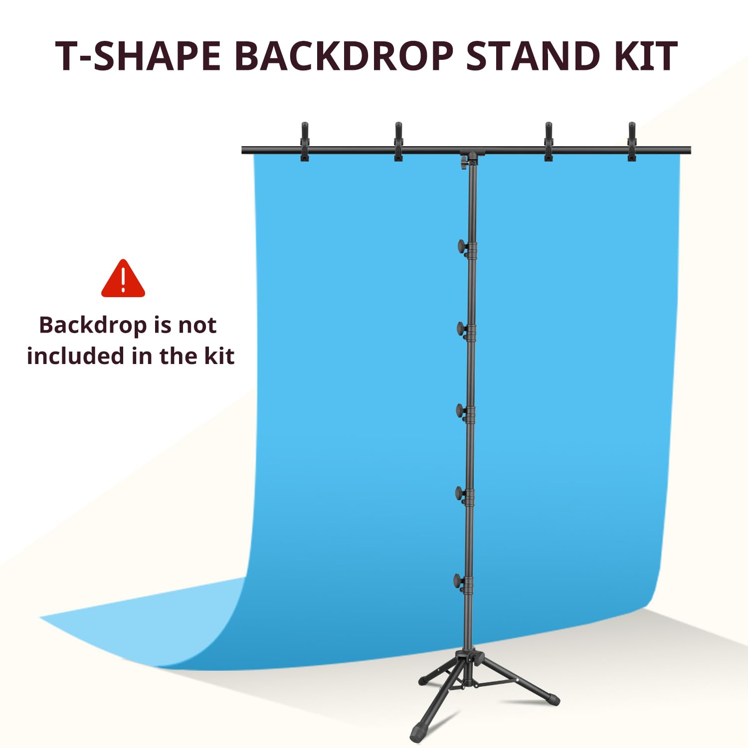 Aureday 8x5ft T-Shape Portable Backdrop Stand, Adjustable Photo Background Stand Support System, Sturdy Backdrop Stand for Parties, Weddings, Photography and Video Studio