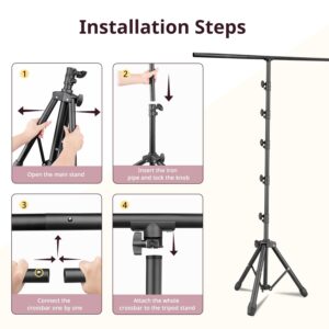Aureday 8x5ft T-Shape Portable Backdrop Stand, Adjustable Photo Background Stand Support System, Sturdy Backdrop Stand for Parties, Weddings, Photography and Video Studio