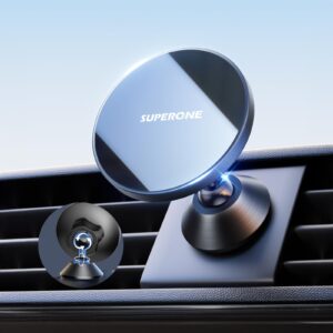 superone [2024 upgraded] fits magsafe car mount, [strongest magnets] magnetic phone holder for car, 2 in 1 stable dashboard & air vent car phone mount for iphone 15 14 13 12 pro max