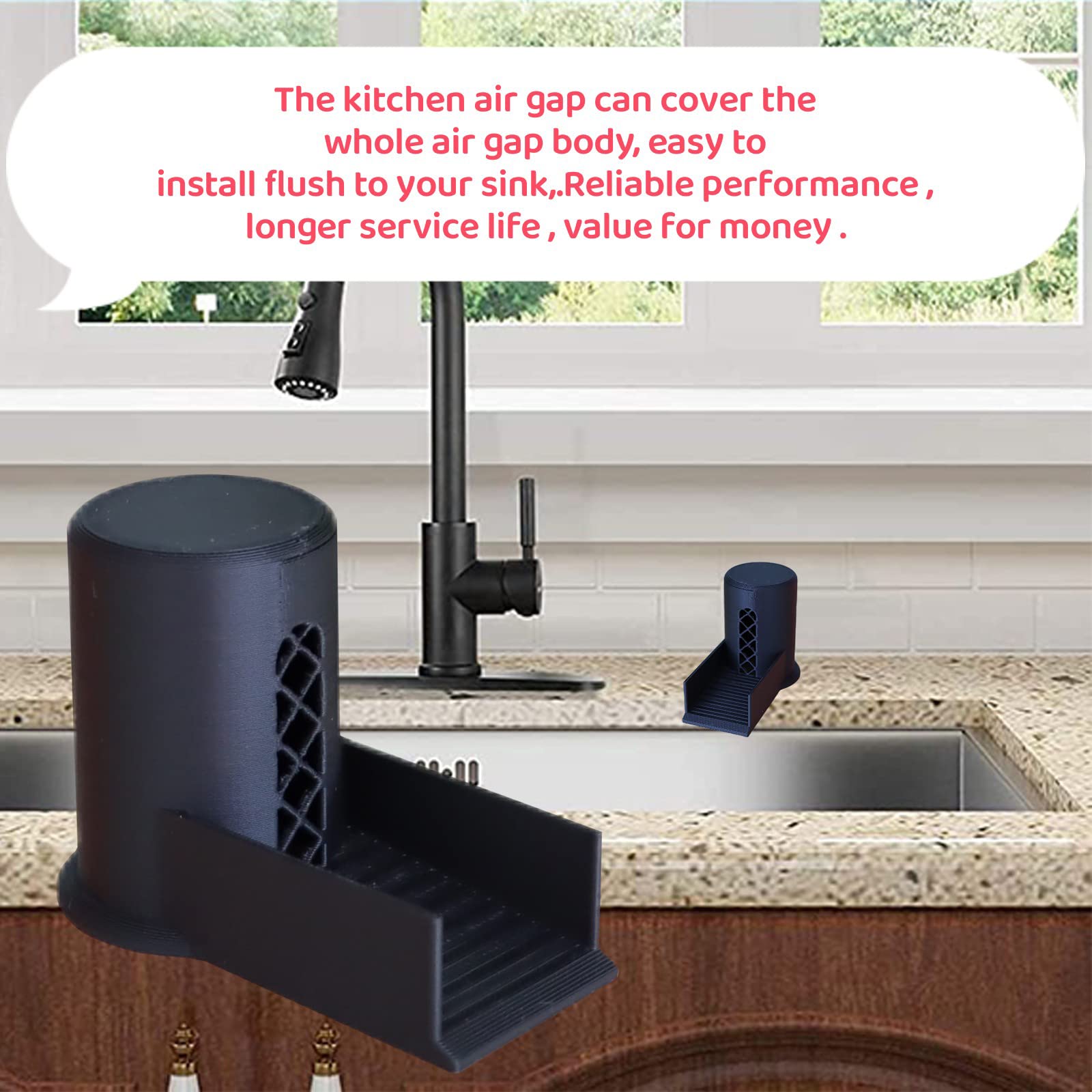 TEYOUYI Dishwasher Air Gap Cover with Ramp, Replacement Air Gap for Dishwasher,Accessories for Dishwasher Air Gap Overflow Spout Extender for Dishwasher,Black