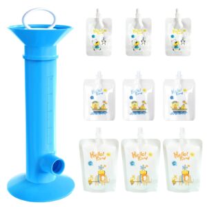 10pcs set baby food pouch maker reusable pure color pouches toddler fruit squeeze puree filler for kids (blue)
