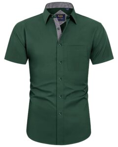 j.ver men's short sleeve dress shirts with pocket casual button down shirts business work shirt army green xl