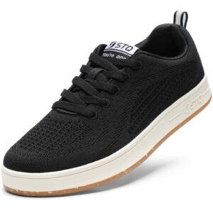 stq skate shoes for women black sneakers for women fashion breathable mesh skateboard shoes black size 8.5
