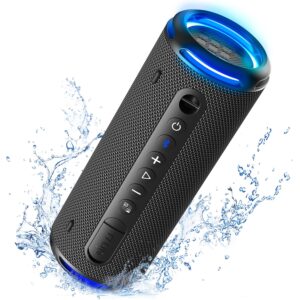 tronsmart t7 lite 24w portable bluetooth speaker, enhanced bass, rainbow light show, 24h playtime, ipx7 waterproof, wireless stereo pairing, bluetooth 5.3, for home outdoor travel (black)
