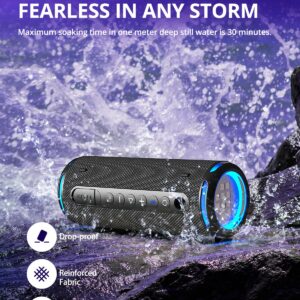 Tronsmart T7 Lite 24W Portable Bluetooth Speaker, Enhanced Bass, Rainbow Light Show, 24H Playtime, IPX7 Waterproof, Wireless Stereo Pairing, Bluetooth 5.3, for Home Outdoor Travel (Black)