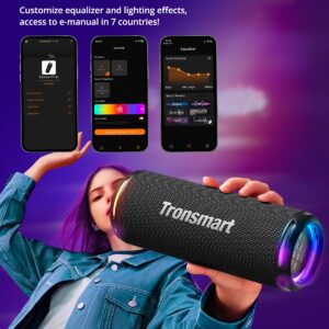 Tronsmart T7 Lite 24W Portable Bluetooth Speaker, Enhanced Bass, Rainbow Light Show, 24H Playtime, IPX7 Waterproof, Wireless Stereo Pairing, Bluetooth 5.3, for Home Outdoor Travel (Black)