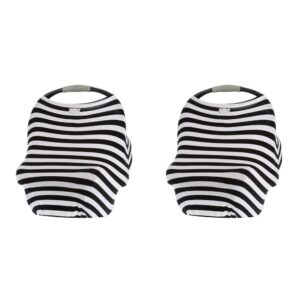 itzy ritzy 4-in-1 nursing cover, car seat cover, shopping cart cover and infinity scarf - breathable, multi-use mom boss breastfeeding cover, black & white stripe (pack of 2)