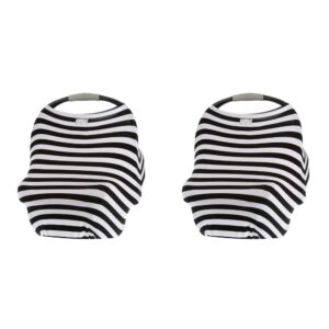 Itzy Ritzy 4-in-1 Nursing Cover, Car Seat Cover, Shopping Cart Cover and Infinity Scarf - Breathable, Multi-Use Mom Boss Breastfeeding Cover, Black & White Stripe (Pack of 2)