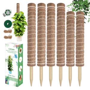 moss pole for plants monstera, 115 inch moss poles for climbing plants, 4 pcs 20.5" and 2 pcs 16.5" coco coir pole for indoor potted plants grow upwards, moss stick totem pole plant support