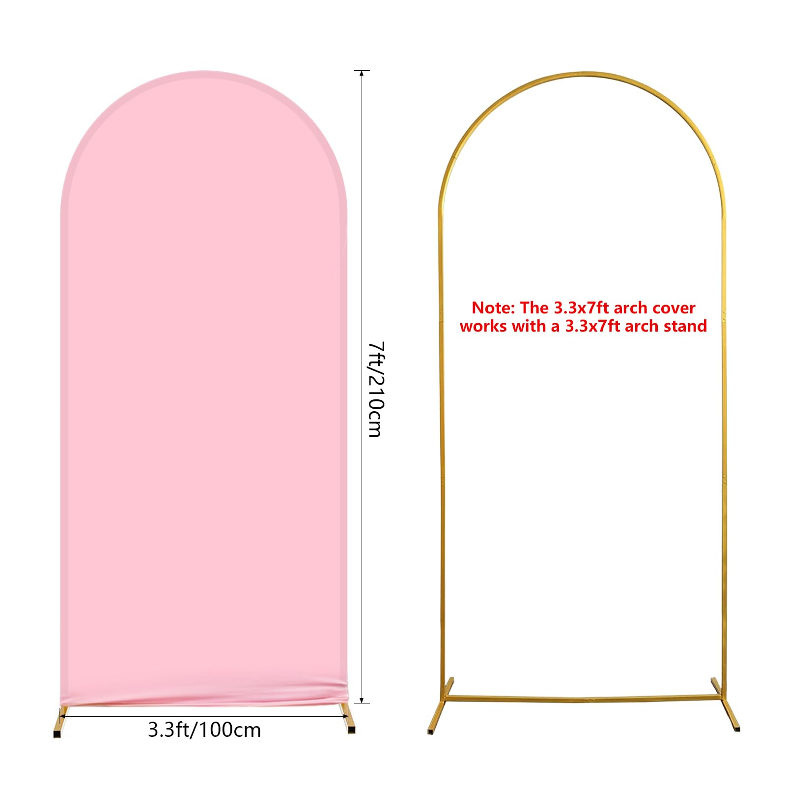 AIBIIN 3.3x7ft Pink Arch Wall Backdrop Round Top Backdrop Cover Valentine's Day Round Top Arch Frame Cover 2-Sided Fit Backdrop Stand for Wedding Baby Shower Birthday Bridal Shower Events Party Decor