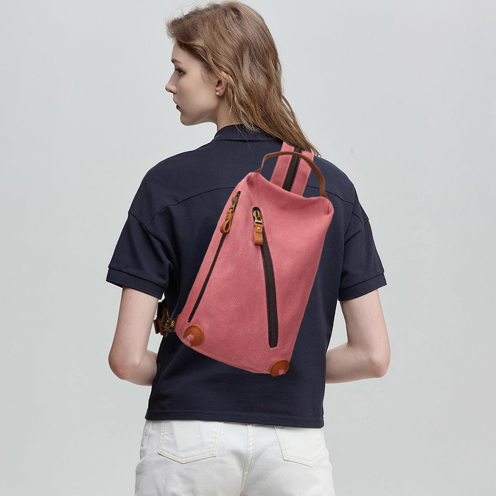 KL928 Canvas Sling Bag - Small Crossbody Backpack Shoulder Casual Daypack Rucksack for Men Women