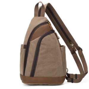 kl928 canvas sling bag - crossbody backpack shoulder daypack rucksack for men women outdoor cycling hiking travel