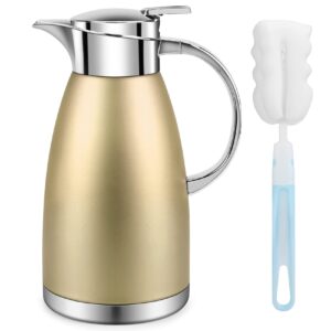 61oz coffee carafe airpot insulated coffee thermos urn stainless steel vacuum thermal pot flask dispenser for coffee, hot water, tea, hot beverage - keep 12 hours hot, 24 hours cold (gold) …