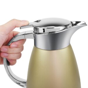 61oz Coffee Carafe Airpot Insulated Coffee Thermos Urn Stainless Steel Vacuum Thermal Pot Flask Dispenser for Coffee, Hot Water, Tea, Hot Beverage - Keep 12 Hours Hot, 24 Hours Cold (Gold) …