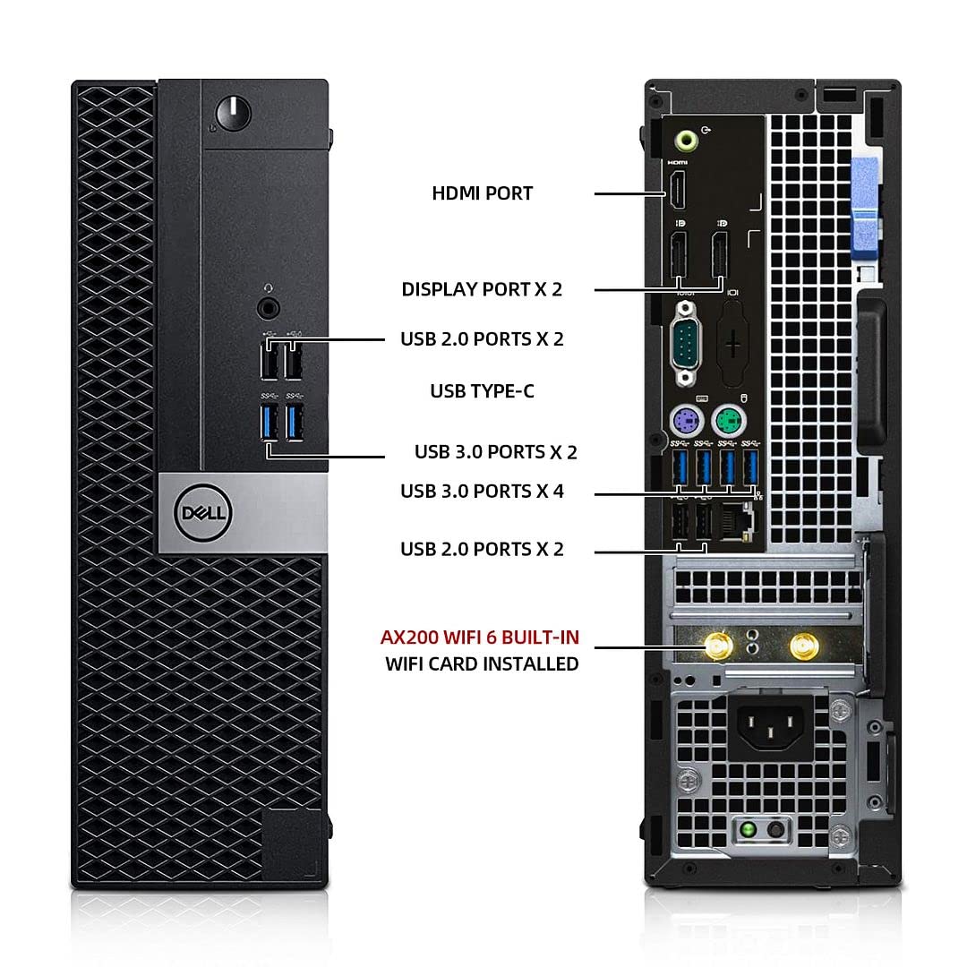 Dell OptiPlex 5050 Desktop Computers PC and 24 inch Koorui Monitor Bundle,i7-7700 3.6GHz,32GB DDR4 Ram 512GB M.2 NVMe SSD+2TB HDD, AX200 Built-in WiFi 6,Bluetooth 5.2,HDMI,Windows 10 Pro (Renewed)