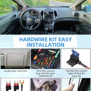 Dash Cam Hardwire kit, Type-C Port Hard Wire Kit Fuse for Dash Cam, 12V-24V to 5V Car Camera Charger Power Cord, Hard Wire Car Charger Cable for Dashcam w/ Battery Drain Protection (Type-C Version)