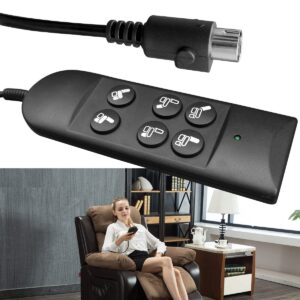 Lift Chair Remote Control for Home Power Recline Hand Control 6 Button Remote with 5-Pin Plug Extension Cable Fit for Okin Dewert Limoss Lazyboy Golden Catnapper