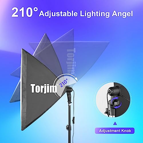 Torjim Softbox Lighting Kit, 27" x 27" Professional Photography Lighting Kit with 85W 3000-7500K E26 LED Bulbs, Continuous Lighting System Kit for Portrait, Product, Video Recording & Photography