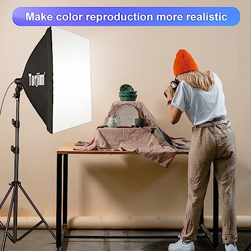 Torjim Softbox Lighting Kit, 27" x 27" Professional Photography Lighting Kit with 85W 3000-7500K E26 LED Bulbs, Continuous Lighting System Kit for Portrait, Product, Video Recording & Photography