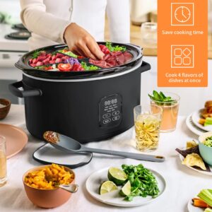 Slow Cooker Liners Divider 4 in 1, Silicone Crockpot Liner fits 6QT, Silicone Crockpot liner Reusable, Safe Food Grade Silicone Cooking Liner for 6 Quart Pot High Thermostability,Leak proof,Easy Clean