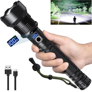 lylting rechargeable flashlights high lumens, 900,000 lumens super bright led flashlight with 5 modes, waterproof flash light multifunctional flashlights for camping emergencies