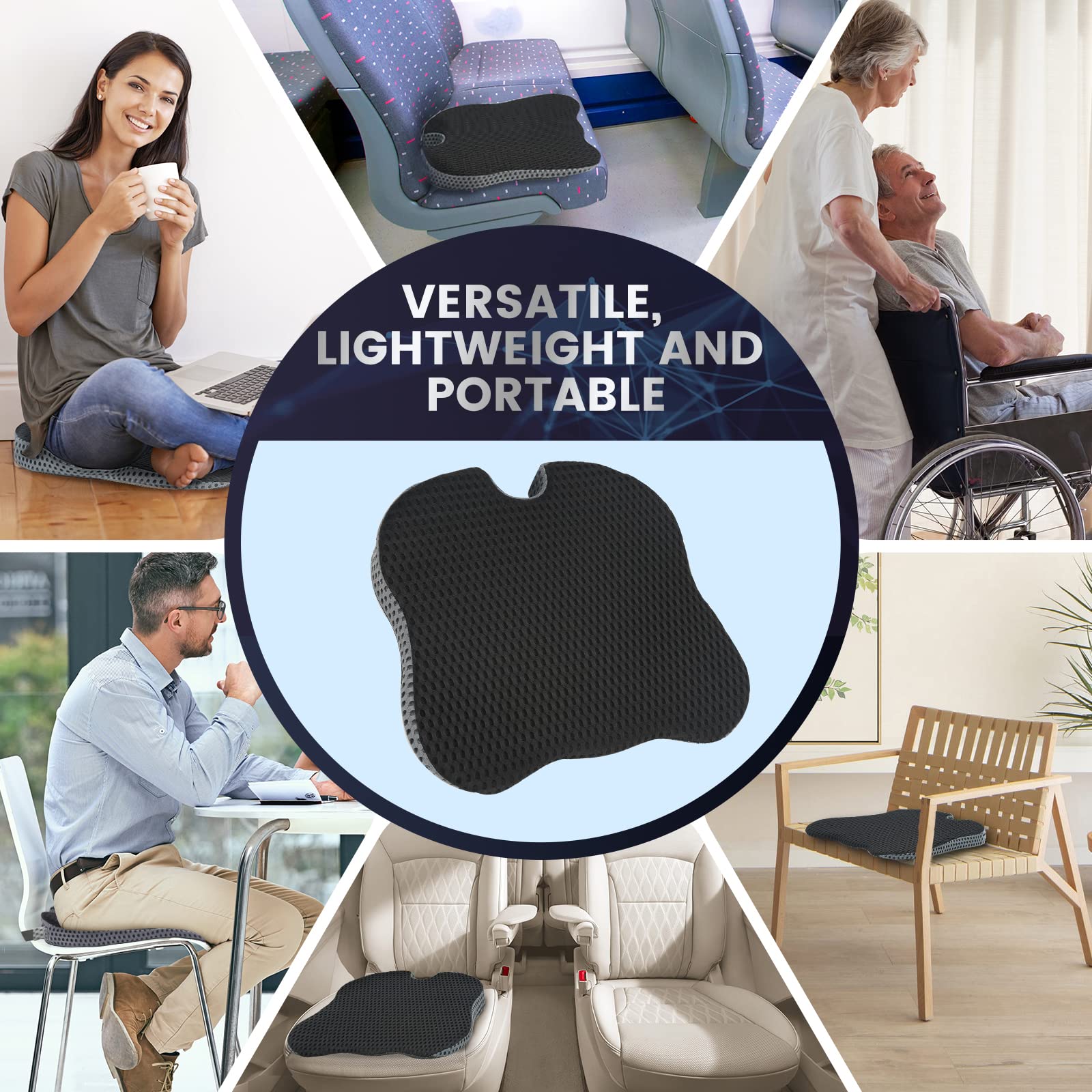 GSPSCN Car Seat Cushion Pad Memory Foam Heightening Wedge,Driver Seat Cushion Pillow to Relief Sciatica & Back Coccyx Tailbone Pain in Office Chairs,Car Seat,Wheelchair,Computer Desk Chair