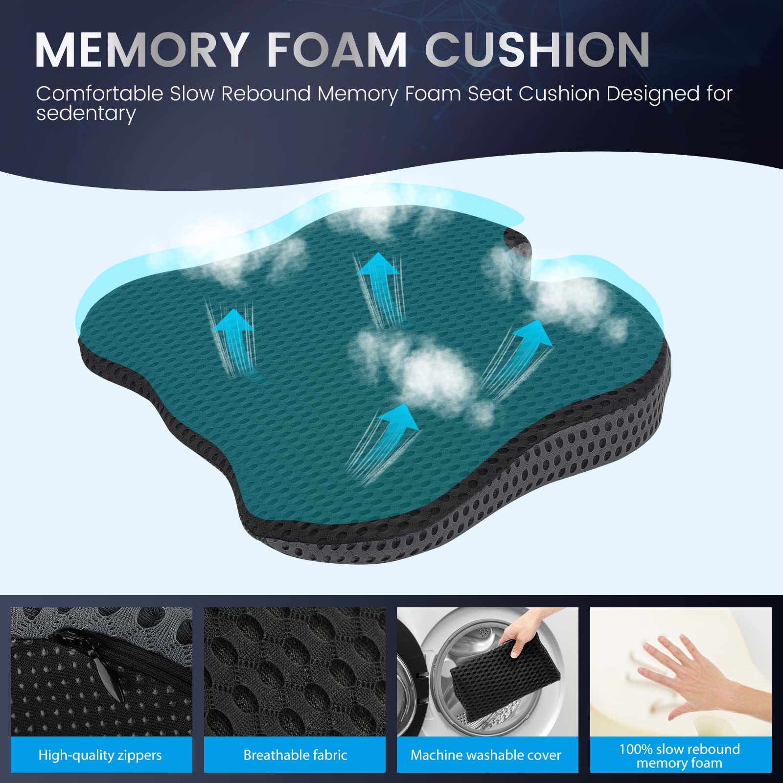 GSPSCN Car Seat Cushion Pad Memory Foam Heightening Wedge,Driver Seat Cushion Pillow to Relief Sciatica & Back Coccyx Tailbone Pain in Office Chairs,Car Seat,Wheelchair,Computer Desk Chair