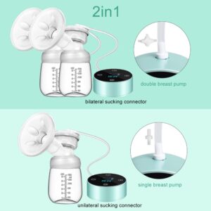 MUOCOBU Electric Breast Pump, Breast Pump Electric Breastfeeding Pump 3 Modes 10 Levels Dual Rechargeable Nursing Double Breast Milk Pump Massage with Touchscreen LED BPA Free