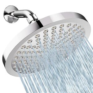auterfar shower head high pressure | 8" large rain shower head | luxury shower experience | chrome plated finish and adjustable angles | 126 anti-clogging silicone nozzles fixed showerhead