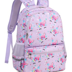 JIANYA Backpack for Girls Kids School Backpack Lunbox Combo Teen Girl Unicorn Bookbag School Bag, Purple