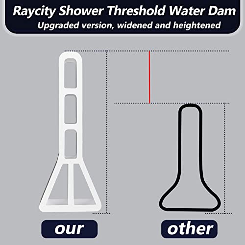 3" High Shower Threshold Water Dam 39 IN Collapsible Shower Water Splash Guard for Curbless Shower Threshold Barrier Water Stopper for Wet and Dry Separation Bathroom and Kitchen (White)