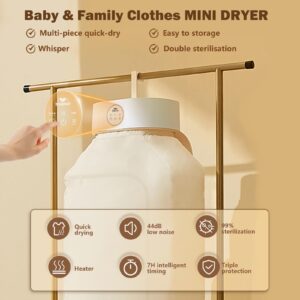 Moppson Portable Dryer.mini Dryer Fit Apartment,Travel,Dorm,RV.Portable Dryer Machine For Clothes With Timing Function Equipped,PTC Heating Body.Dryer Bag & Hanger.For Clothes, Underwear,Baby Clothes