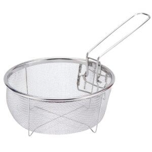 stainless steel deep fry basket for frying serving food, multifunctional fryer basket with detachable handle fryer for pot mini fish fry fryer strainer with long handle cooking tool (9 inch)