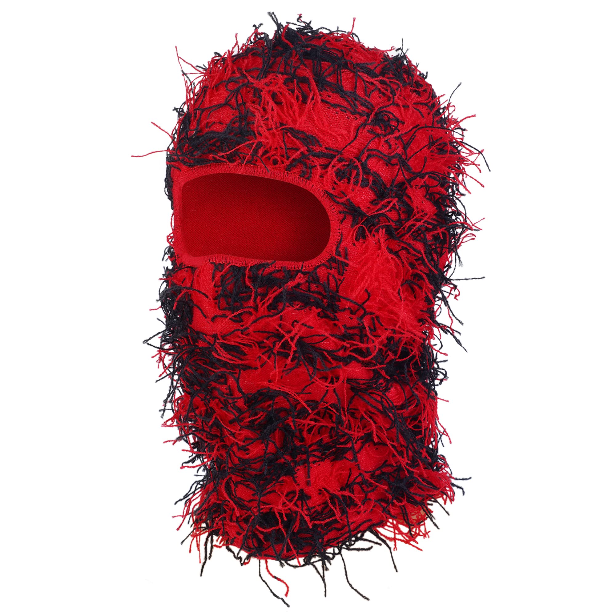 CISEI Balaclava Distressed Ski Mask - Knitting Distressed Winter Windproof Full Face Mask for Men Women Free Size (Red)