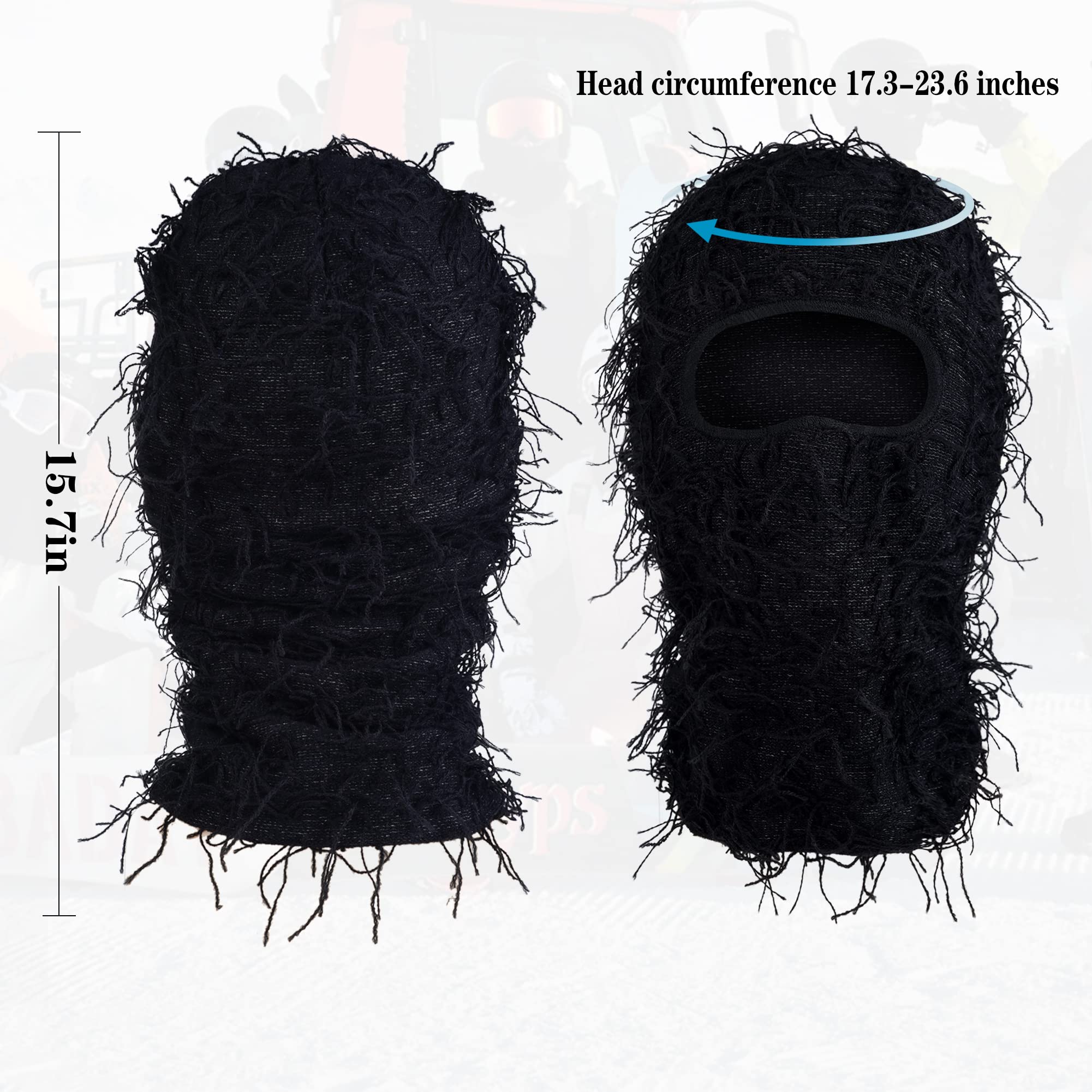 CISEI Balaclava Distressed Ski Mask - Knitting Distressed Winter Windproof Full Face Mask for Men Women Free Size (Red)