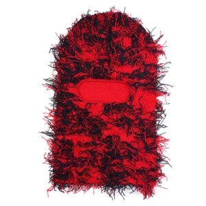 CISEI Balaclava Distressed Ski Mask - Knitting Distressed Winter Windproof Full Face Mask for Men Women Free Size (Red)