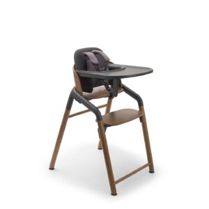 bugaboo giraffe wooden baby high chair, adjustable in 1 second, easy to clean, safe and ergonomic highchair, suitable from birth in combination with newborn set (sold separately), warm wood/gray