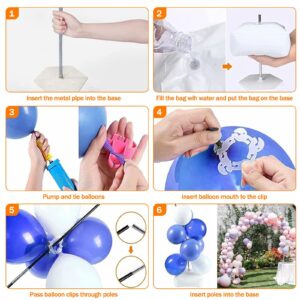 Balloon Arch Kit 10ft Wide & 9ft Tall Balloon Arch Stand with Base Adjustable Balloon Arch with 1 Pump Water Fillable Base,50 Balloon Clips for Wedding Birthday Baby Shower Party Supplies