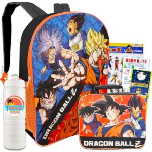 screen legends dragon ball z backpack and lunch box set - bundle with 16” dragon ball backpack, dragon ball lunch bag, water bottle, stickers, more | dragon ball z backpack for boys