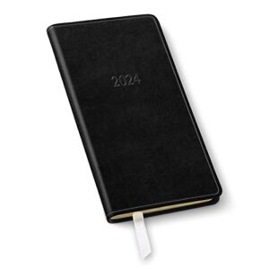 2024 gallery leather pocket monthly planner - acadia black - 6x3.25"