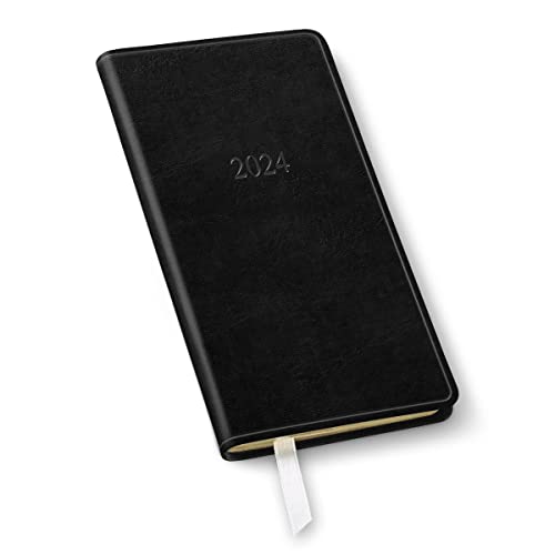 2024 Gallery Leather Pocket Monthly Planner - Acadia Black - 6x3.25"