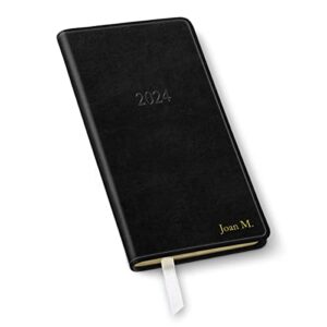 2024 Gallery Leather Pocket Monthly Planner - Acadia Black - 6x3.25"