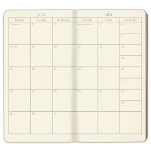 2024 Gallery Leather Pocket Monthly Planner - Acadia Black - 6x3.25"