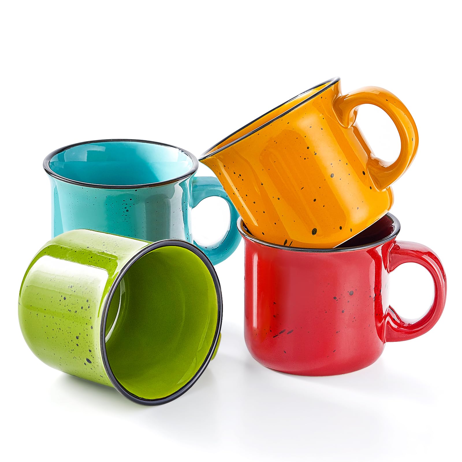 bestone Coffee Mugs Set of 4，16 oz Large Coffee Mugs, Ceramic Mugs with Handles,Coffee,Salad,Noodles etc Coffee Mugs, Cups for Coffee Cereal Latte ，Microwave & Dishwasher safe，Vibrant Colors