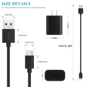 5Ft USB C Fast Wall Charger Fit for T-Mobile REVVL 6/6 Pro 5G, REVVL V+ 5G, REVVL 5G, REVVL 4/4+, Revvlry+, Revvlry USB Type-C Phone Power Adapter Charging Cord Cable