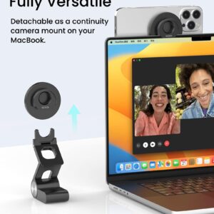 SODI Continuity Camera Mount for Desktop Monitor & iMac - iPhone Webcam Mount for MacBook with Mag-Safe Compatible, Tilt for Desk View, Magnetic Phone Stand for iPhone 15/14/13/12, Mac OS Ventura